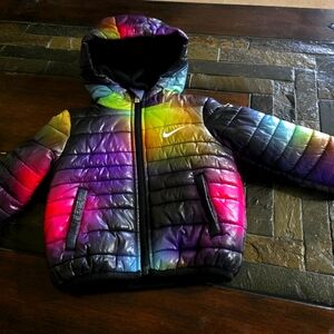 12 Month Nike Kids' Multicolor Puffer Jacket With Hood And Pockets